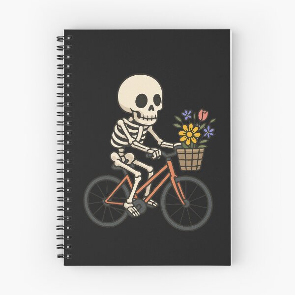 Item preview, Minimalist Skeleton on Bicycle – Floral Basket Vintage Aesthetic Art designed and sold by ColorSplash123.