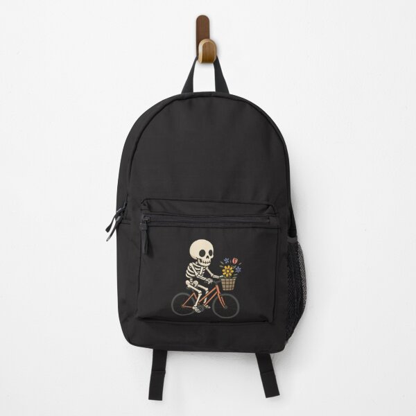 Item preview, Minimalist Skeleton on Bicycle – Floral Basket Vintage Aesthetic Art designed and sold by ColorSplash123.