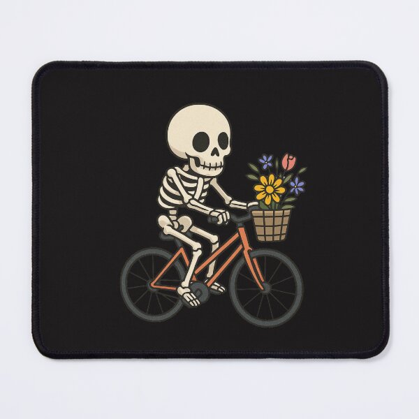 Item preview, Minimalist Skeleton on Bicycle – Floral Basket Vintage Aesthetic Art designed and sold by ColorSplash123.