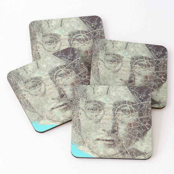 Item preview, John Lennon’s Liverpool - John Lennon portrait Pop Art Map painting / drawing designed and sold by Kludoman.