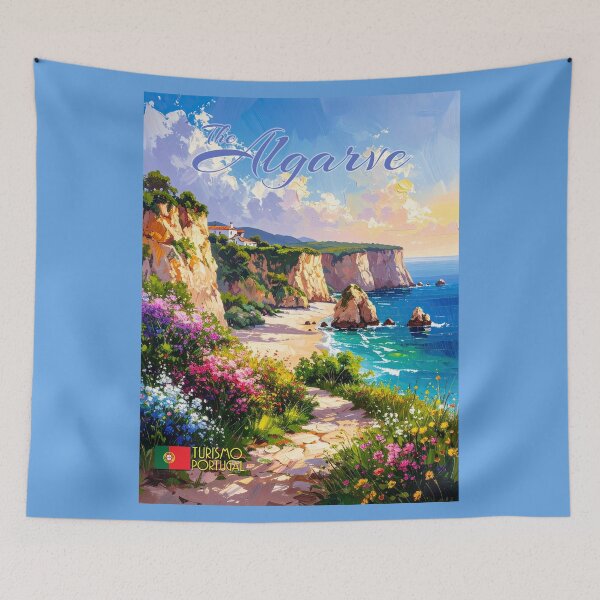 Item preview, Vintage-style Algarve Coast Travel Poster designed and sold by travelwitheric.