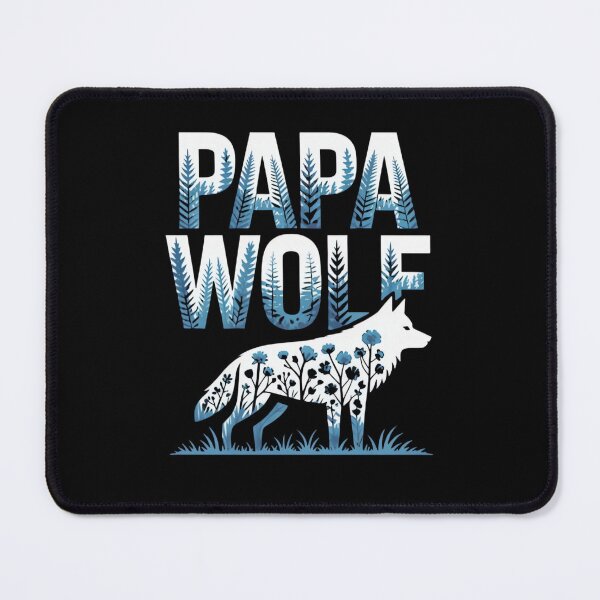 Item preview, Papa Wolf – Bold Woodland Wolf Design with Pine and Blue Flowers designed and sold by ARTReMi.