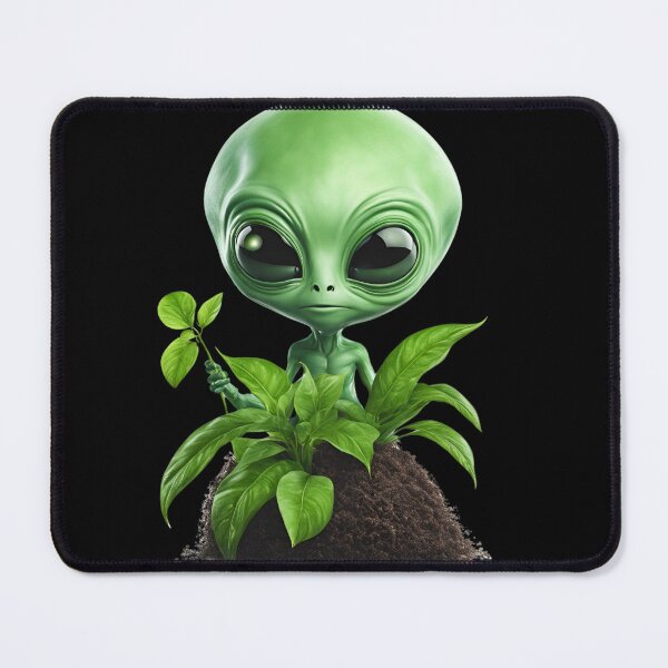 Item preview, Funny Gardener Aliens, Gardening Humor, Space Mission, Alient with a green flower, Flower Lover, Holticulturist, Green Planet, Cute alien, UFO, Greenskeeper designed and sold by KolorellaS.