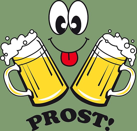 Prost Zwei Mass Bier Zum Anstossen Lustige Fratze Humor Poster Von