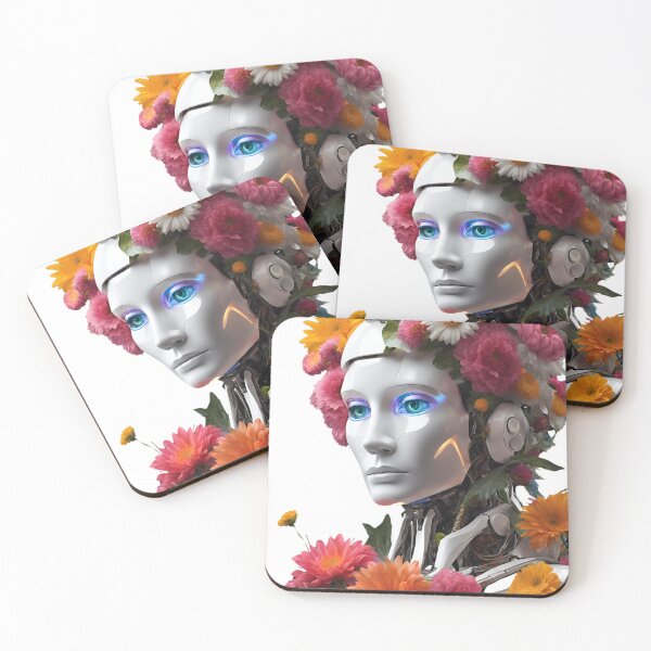 Item preview,  Robot Humanoid  Futuristic Android Peaceful  Beautiful Flowers  designed and sold by KolorellaS.