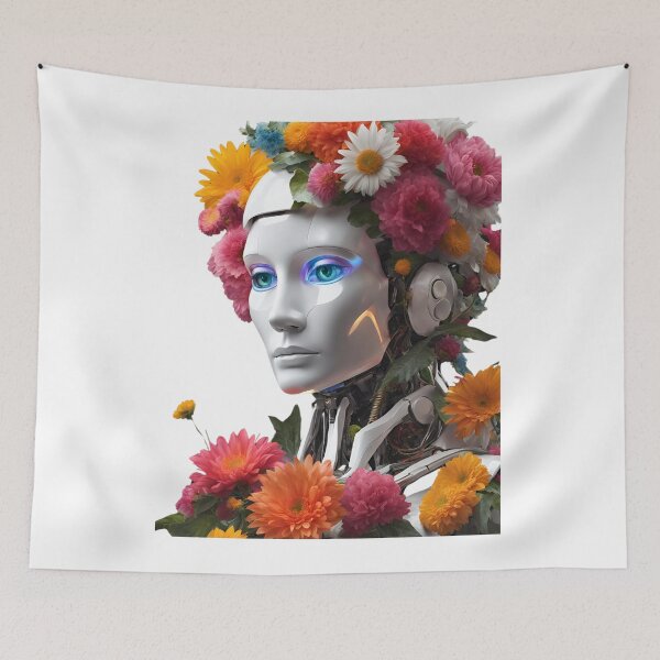 Item preview,  Robot Humanoid  Futuristic Android Peaceful  Beautiful Flowers  designed and sold by KolorellaS.