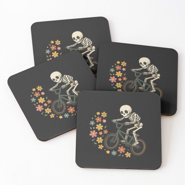 Item preview, Minimalist Skeleton on Bicycle – Floral Basket Vintage Aesthetic Art designed and sold by ColorSplash123.