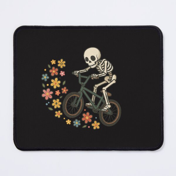 Item preview, Minimalist Skeleton on Bicycle – Floral Basket Vintage Aesthetic Art designed and sold by ColorSplash123.