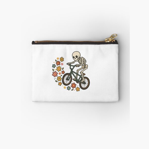 Item preview, Minimalist Skeleton on Bicycle – Floral Basket Vintage Aesthetic Art designed and sold by ColorSplash123.