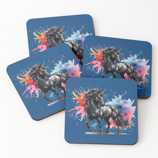 Item preview, a black unicorn as a digital watercolor designed and sold by Rose Design & Photos.