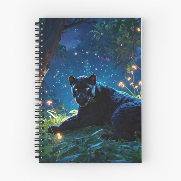 Item preview,  pixar style art of a black panther lying down in a forest at night surrounded by glowing flowers designed and sold by optimusprime39.