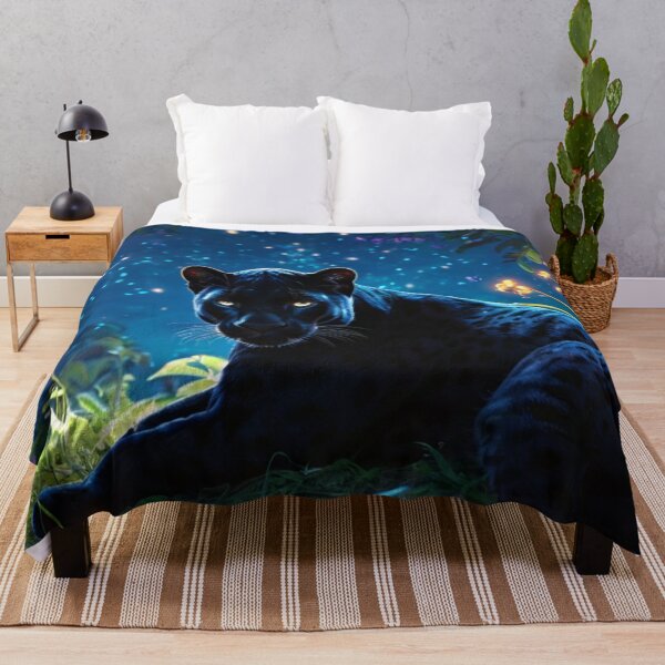 Item preview, pixar style art of a black panther lying down in a forest at night surrounded by glowing flowers designed and sold by optimusprime39.