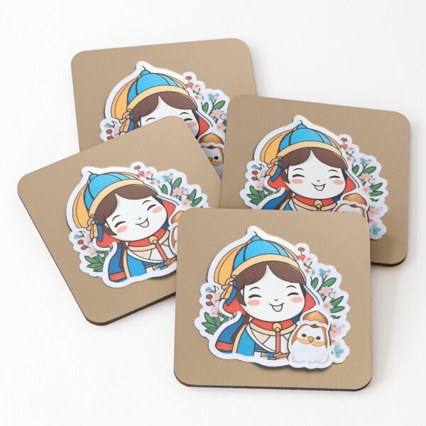 Item preview, Cute traditional costume character and owl designed and sold by leesonho.
