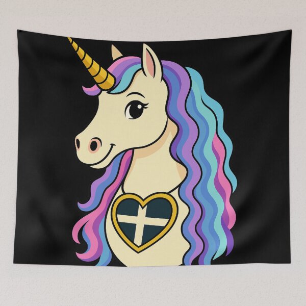 Item preview, Cornish cartoon unicorn multicoloured  designed and sold by PiskieChicGifts.