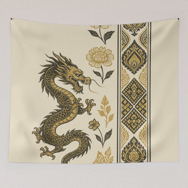 Item preview, Neo-Asian Dragon Phone Case – Elegant Thai-Chinese Art with Floral & Gold Motifs designed and sold by HAFIZ-DP.