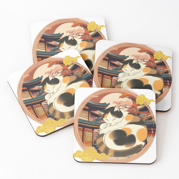 Item preview, Sleeping Cat: Tranquility in Ukiyo-e Style designed and sold by Shivanyan.