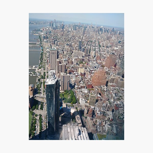 Aerial photography, New York City, Manhattan, Brooklyn, New York, streets, buildings, skyscrapers, #NewYorkCity, #Manhattan, #Brooklyn, #NewYork, #streets, #buildings, #skyscrapers, #cars Photographic Print