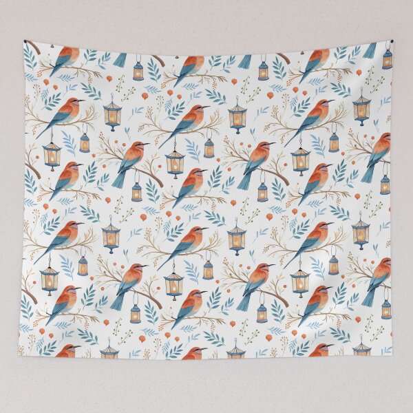 Item preview, Seamless Exotic Bird Pattern with Sunset and Clouds, designed and sold by CreativebyTKK.