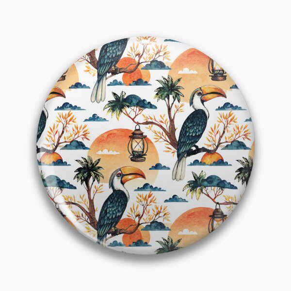Item preview, Seamless hornbill Bird Pattern with Sunset and Clouds designed and sold by CreativebyTKK.