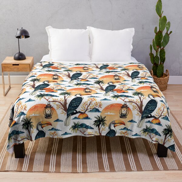 Item preview, Seamless hornbill Bird Pattern with Sunset and Clouds designed and sold by CreativebyTKK.
