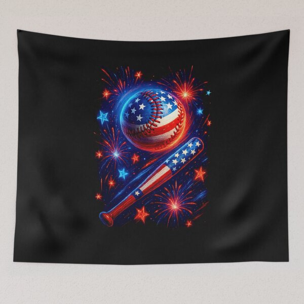 Item preview, 4th Of July American Flag Fireworks Baseball Softball Lover designed and sold by facegm.
