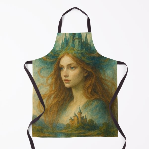 Item preview, Watercolor Fantasy Queen Art Print – Ethereal Woman with Castle Crown & Dreamlike Landscape designed and sold by HAFIZ-DP.