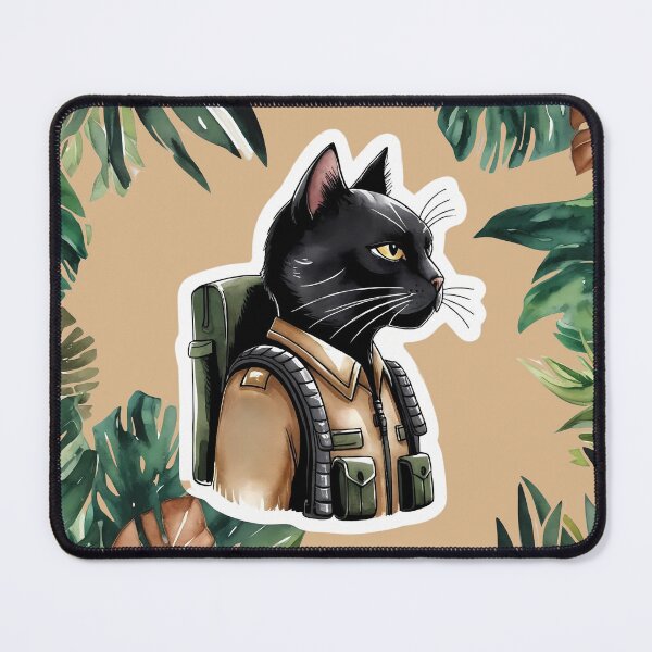 Item preview, Black Cat Jungle Scout – Tactical Feline Sticker designed and sold by Mos Thainique.