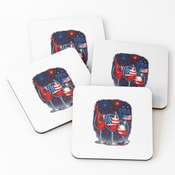 Item preview, 4th Of July Wine Glasses Patriotic Red White Blue USA Flag designed and sold by facegm.