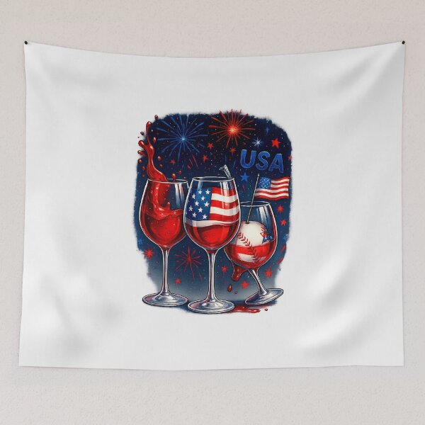 Item preview, 4th Of July Wine Glasses Patriotic Red White Blue USA Flag designed and sold by facegm.