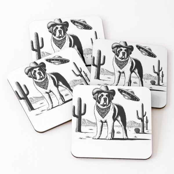 Item preview, Vintage Retro Saint Bernard UFO Western Country Wild West Dog Mom Dad designed and sold by Kimberley King Art  King Art.