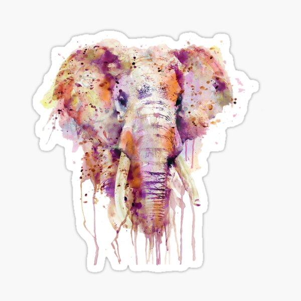 Item preview, Vivid Elephant Splash – Purple, Pink, Orange designed and sold by caracatita75.