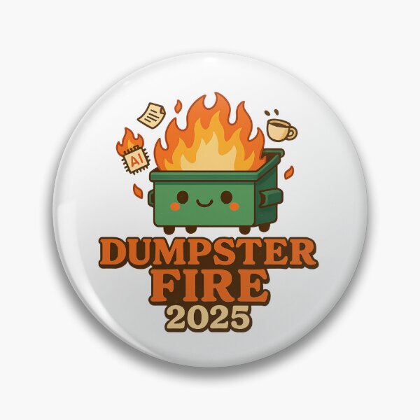 Item preview, Dumpster Fire 2025 – Funny Satirical Cute Cartoon Meme designed and sold by DJCApparel.