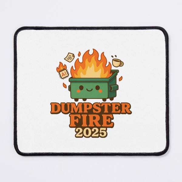 Item preview, Dumpster Fire 2025 – Funny Satirical Cute Cartoon Meme designed and sold by DJCApparel.