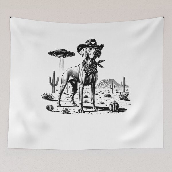 Item preview, Vintage Retro Weimaraner UFO Western Country Wild West Dog Mom Dad designed and sold by Kimberley King Art  King Art.
