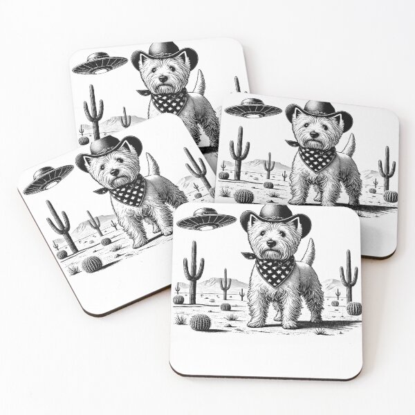 Item preview, Vintage Retro West Highland White Terrier UFO Western Country Wild West Dog Mom Dad designed and sold by Kimberley King Art  King Art.