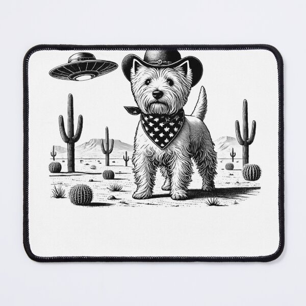 Item preview, Vintage Retro West Highland White Terrier UFO Western Country Wild West Dog Mom Dad designed and sold by Kimberley King Art  King Art.