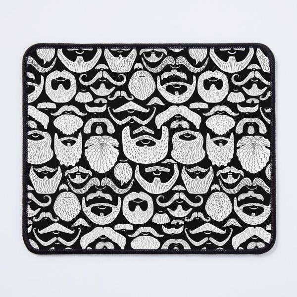 Item preview, Let it grow - fun beard and mustache in black and white hand drawn pattern designed and sold by artgeige.