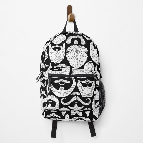 Item preview, Let it grow - fun beard and mustache in black and white hand drawn pattern designed and sold by artgeige.