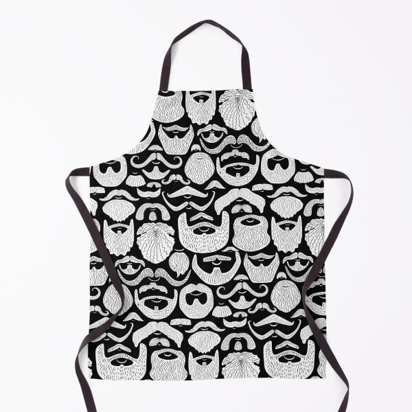 Item preview, Let it grow - fun beard and mustache in black and white hand drawn pattern designed and sold by artgeige.