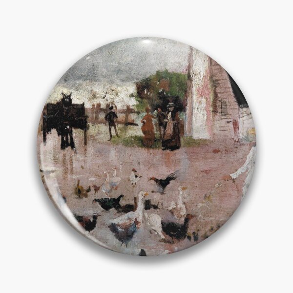 Item preview, Girl feeding birds vintage expressionistic painting designed and sold by Vintage Designs +.