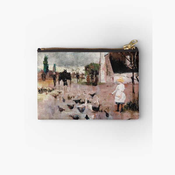 Item preview, Girl feeding birds vintage expressionistic painting designed and sold by Vintage Designs +.