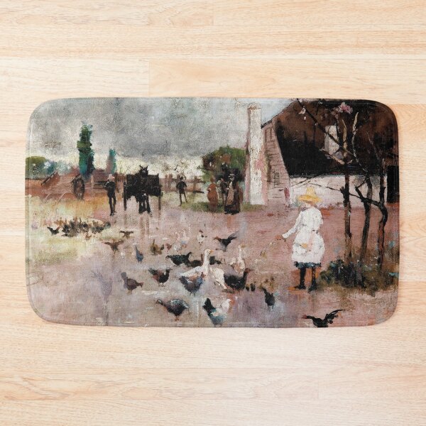Item preview, Girl feeding birds vintage expressionistic painting designed and sold by Vintage Designs +.