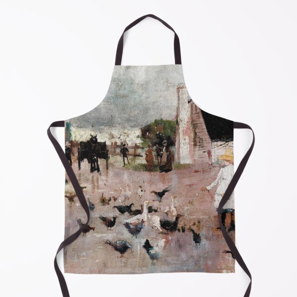 Item preview, Girl feeding birds vintage expressionistic painting designed and sold by Vintage Designs +.