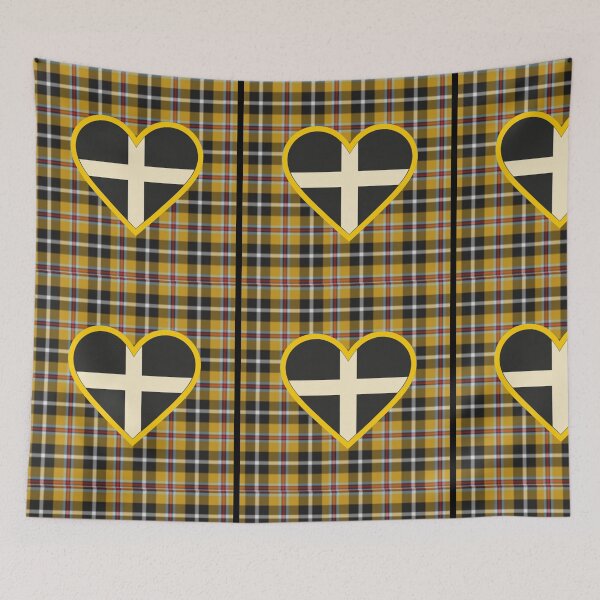 Item preview, Taditional Cornish tartan with Cornish flag heart designed and sold by PiskieChicGifts.