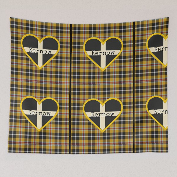 Item preview, Taditional Cornish tartan with Cornish flag heart kernow designed and sold by PiskieChicGifts.