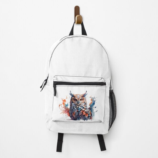 Artikelvorschau, Eine Eule mit orange und blau entworfen und verkauft von Rose Design & Photos.