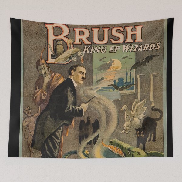 Item preview, Brush king of Wizards Vintage magic magician poster art designed and sold by Vintage Designs +.