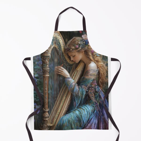 Item preview, Enchanting harpist in a dreamy floral setting designed and sold by Artessie.