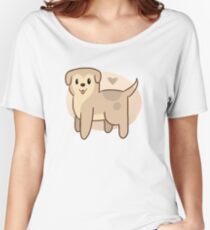 Cute brown puppy with its tongue out Women's Relaxed Fit T-Shirt