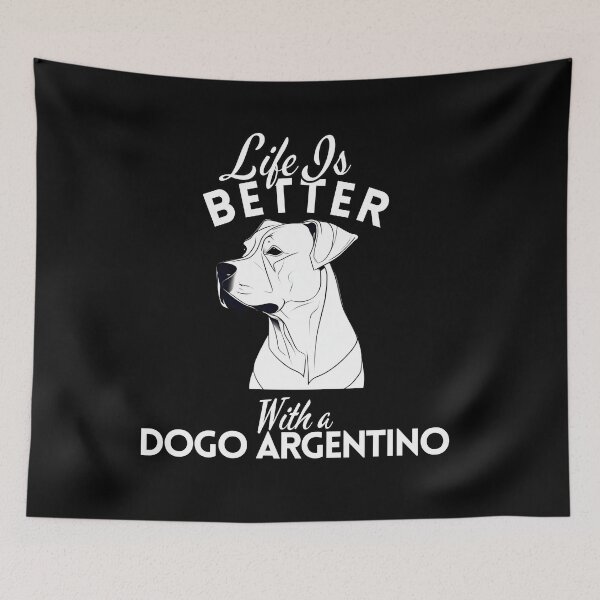 Aperçu de l'œuvre La vie est meilleure avec un dogue argentin – Design minimaliste et puissant créée et vendue par GoodyPaws.